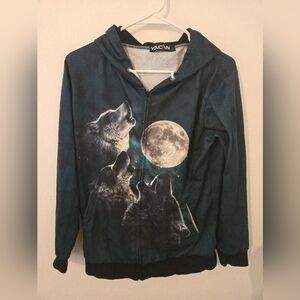 Youcan Three Wolf Moon Hooded Sweatshirt Mens Size Medium